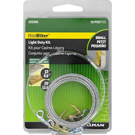 Hillman HILLMAN WallBiter Brass-Plated Silver Light Duty Picture Hook Kit 30 lb 5 pk 122395